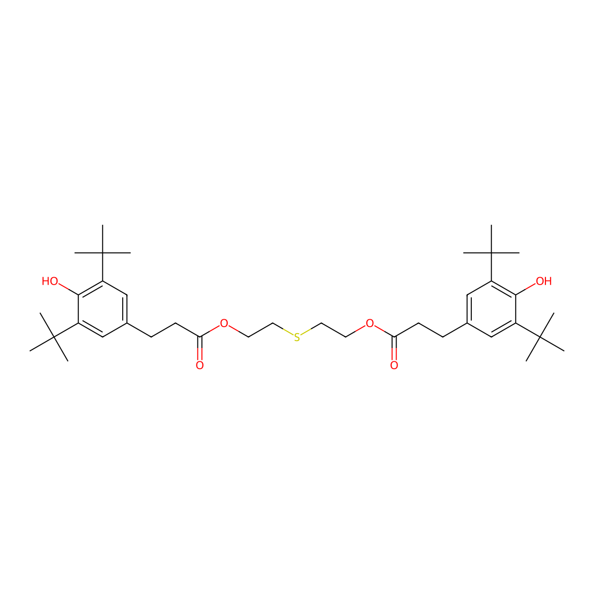 3,5-Bis(1,1-dimethylethyl)-4-hydroxybenzenepropanoic acid thiodi-2,1-ethanediyl ester molecular structure, CAS 41484-35-9