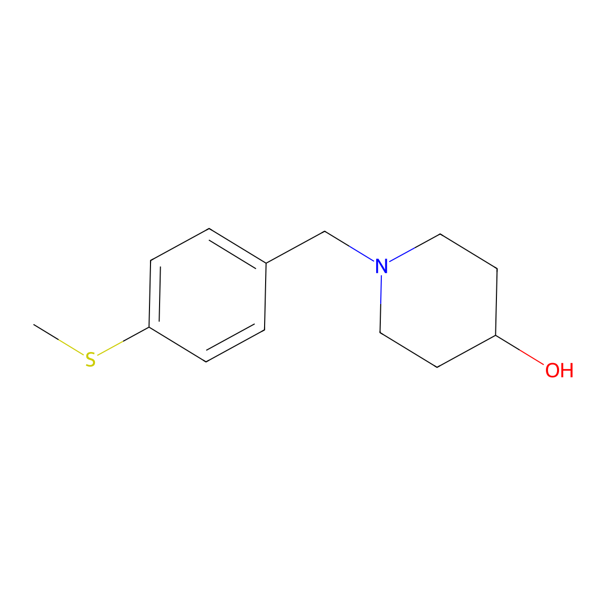 1-[(4-Methylsulfanylphenyl)methyl]piperidin-4-ol molecular structure, CAS 414872-42-7
