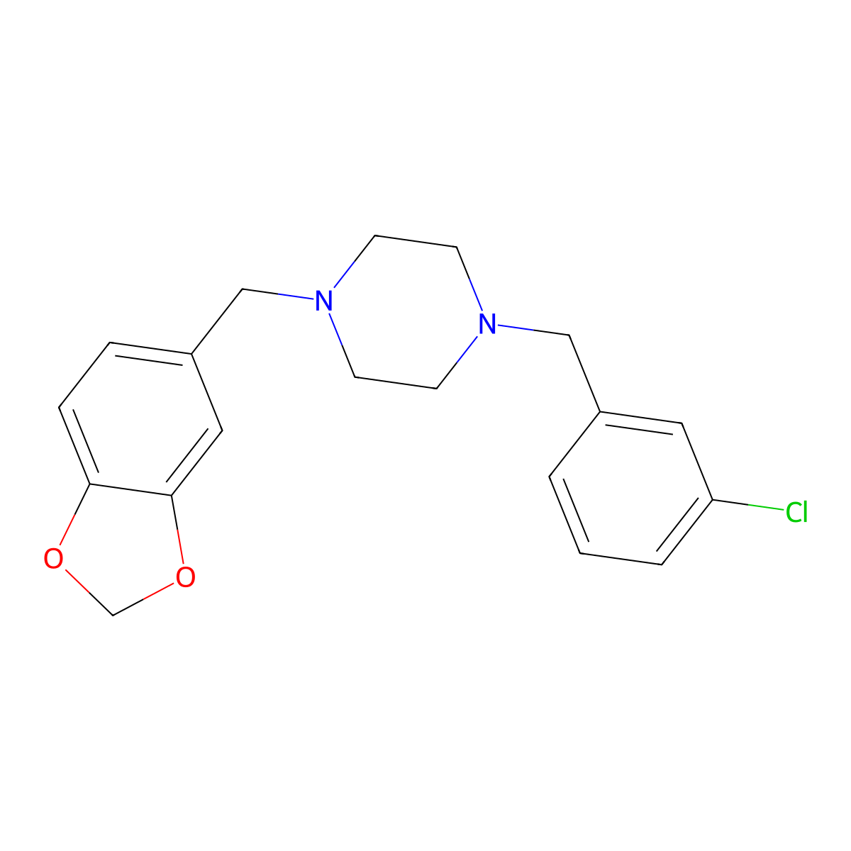 1-(1,3-Benzodioxol-5-ylmethyl)-4-(3-chlorobenzyl)piperazine molecular structure, CAS 414872-65-4