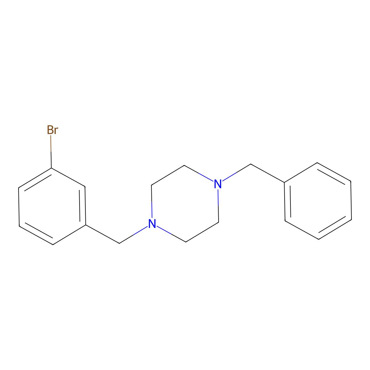 1-Benzyl-4-[(3-bromophenyl)methyl]piperazine molecular structure, CAS 414872-85-8