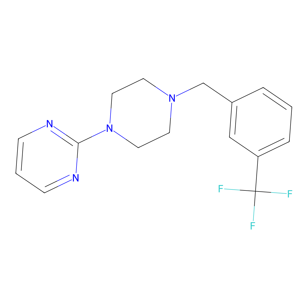 2-[4-[[3-(Trifluoromethyl)phenyl]methyl]piperazin-1-yl]pyrimidine molecular structure, CAS 414873-98-6