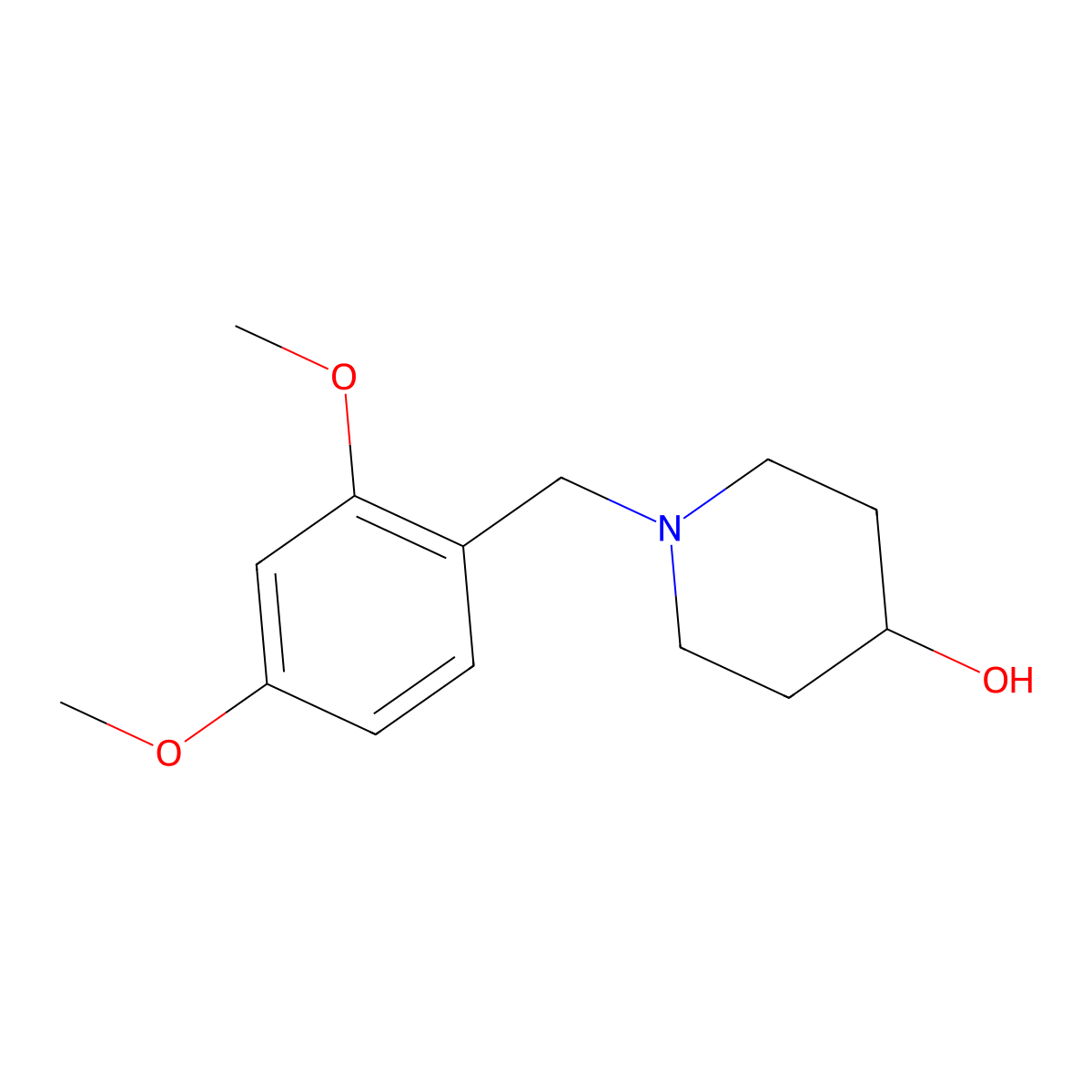 1-[(2,4-Dimethoxyphenyl)methyl]piperidin-4-ol molecular structure, CAS 414873-99-7