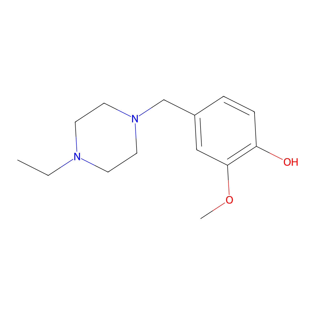 4-((4-Ethylpiperazin-1-yl)methyl)-2-methoxyphenol molecular structure, CAS 414874-32-1