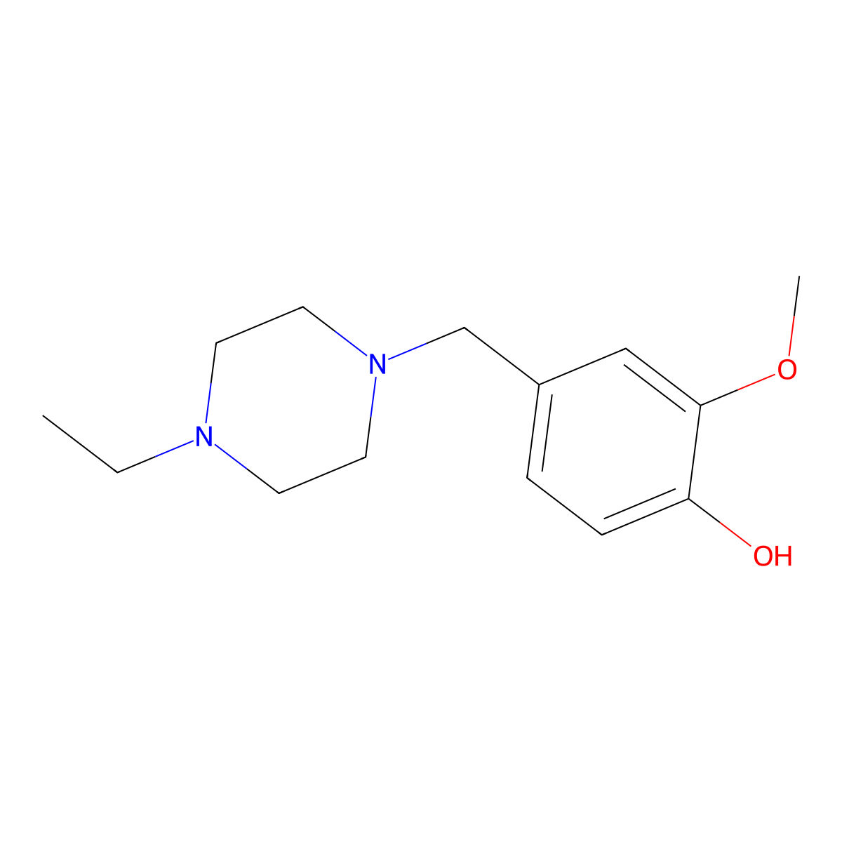 4-((4-Ethylpiperazin-1-yl)methyl)-2-methoxyphenol molecular structure, CAS 414874-32-1