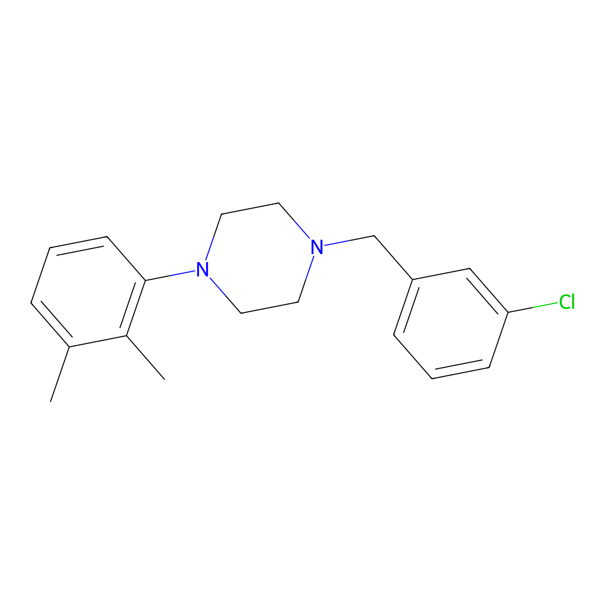 1-(3-Chlorobenzyl)-4-(2,3-dimethylphenyl)piperazine molecular structure, CAS 414874-64-9