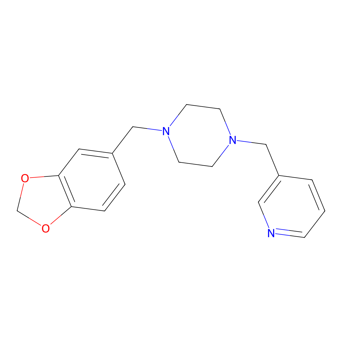 1-(1,3-Benzodioxol-5-ylmethyl)-4-(pyridin-3-ylmethyl)piperazine molecular structure, CAS 414875-53-9