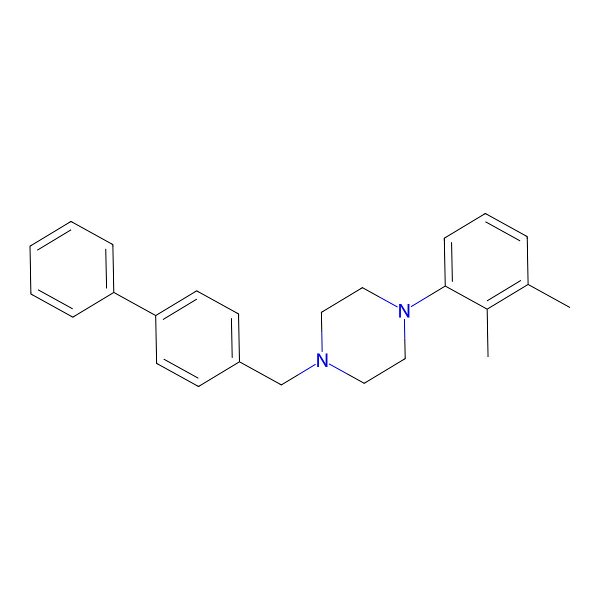 1-(2,3-Dimethylphenyl)-4-[(4-phenylphenyl)methyl]piperazine molecular structure, CAS 414875-77-7