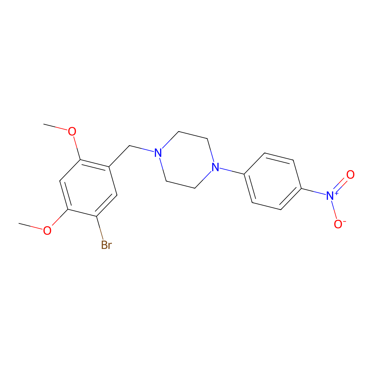 1-(5-Bromo-2,4-dimethoxybenzyl)-4-(4-nitrophenyl)piperazine molecular structure, CAS 414876-04-3