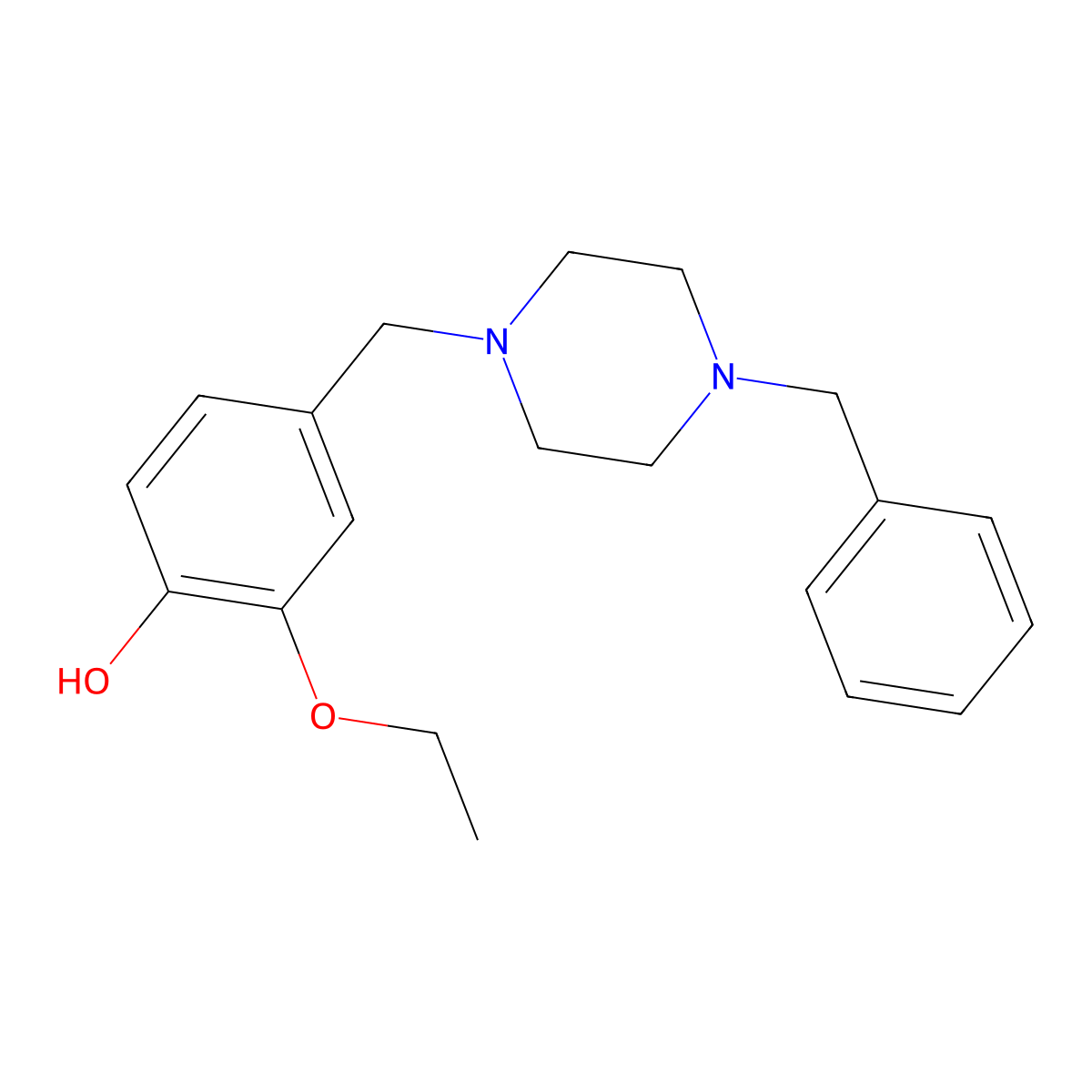 4-[(4-Benzylpiperazin-1-yl)methyl]-2-ethoxyphenol molecular structure, CAS 414876-27-0