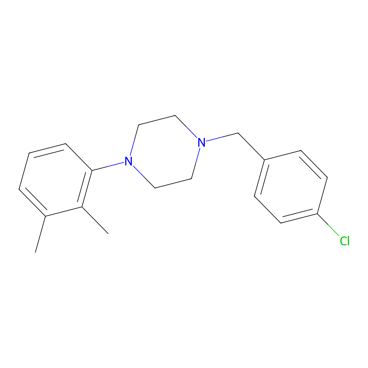 1-(4-Chlorobenzyl)-4-(2,3-dimethylphenyl)piperazine molecular structure, CAS 414876-32-7