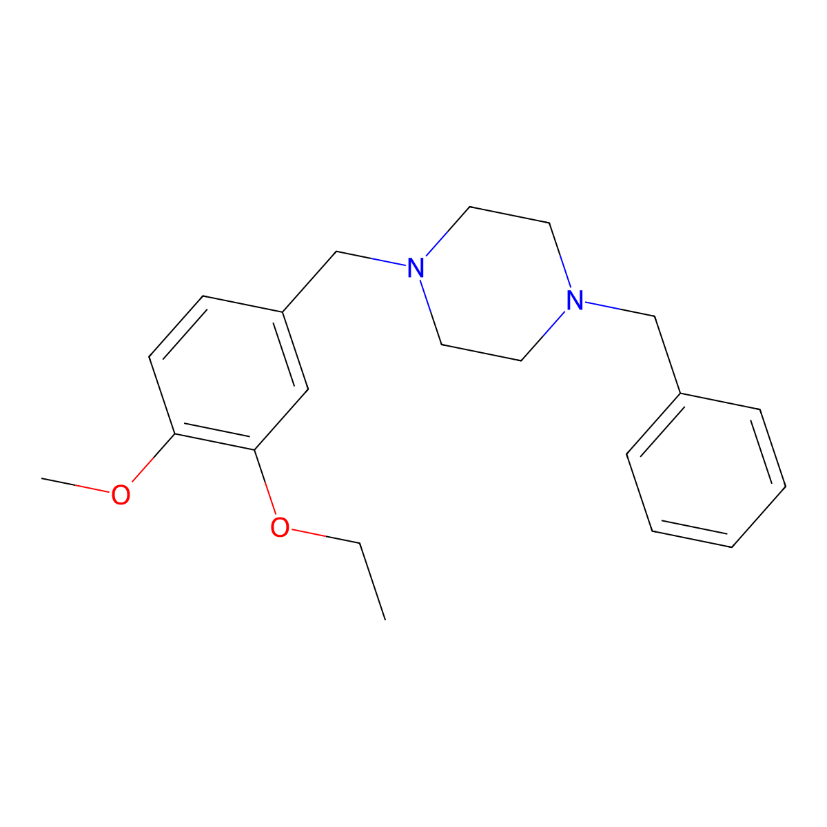 1-Benzyl-4-[(3-ethoxy-4-methoxyphenyl)methyl]piperazine molecular structure, CAS 414876-48-5