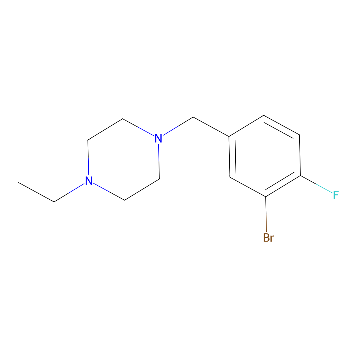 1-[(3-Bromo-4-fluorophenyl)methyl]-4-ethylpiperazine molecular structure, CAS 414877-56-8