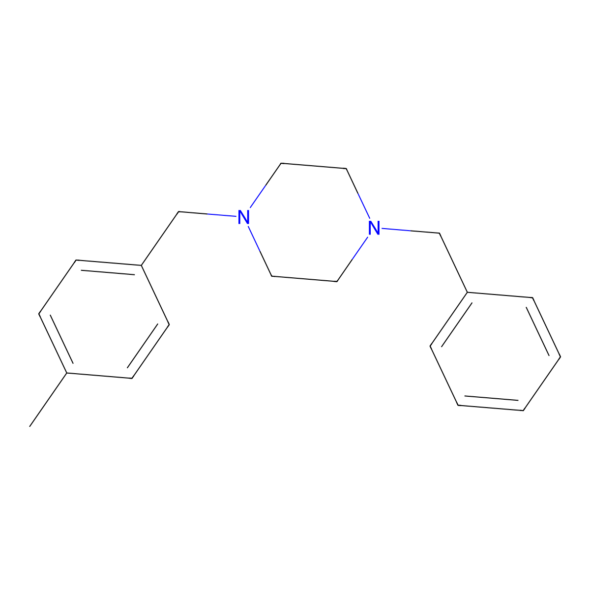 1-Benzyl-4-(4-methylbenzyl)piperazine molecular structure, CAS 414879-54-2