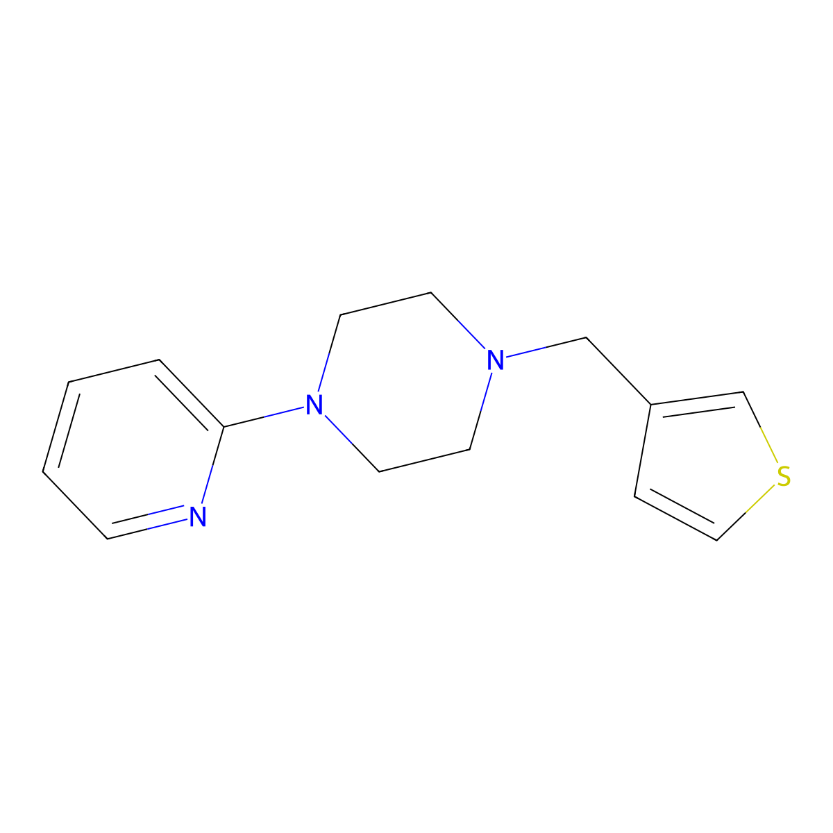 1-Pyridin-2-yl-4-(thiophen-3-ylmethyl)piperazine molecular structure, CAS 414879-58-6