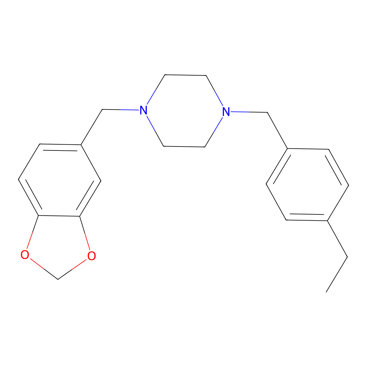 1-(1,3-Benzodioxol-5-ylmethyl)-4-(4-ethylbenzyl)piperazine molecular structure, CAS 414880-66-3