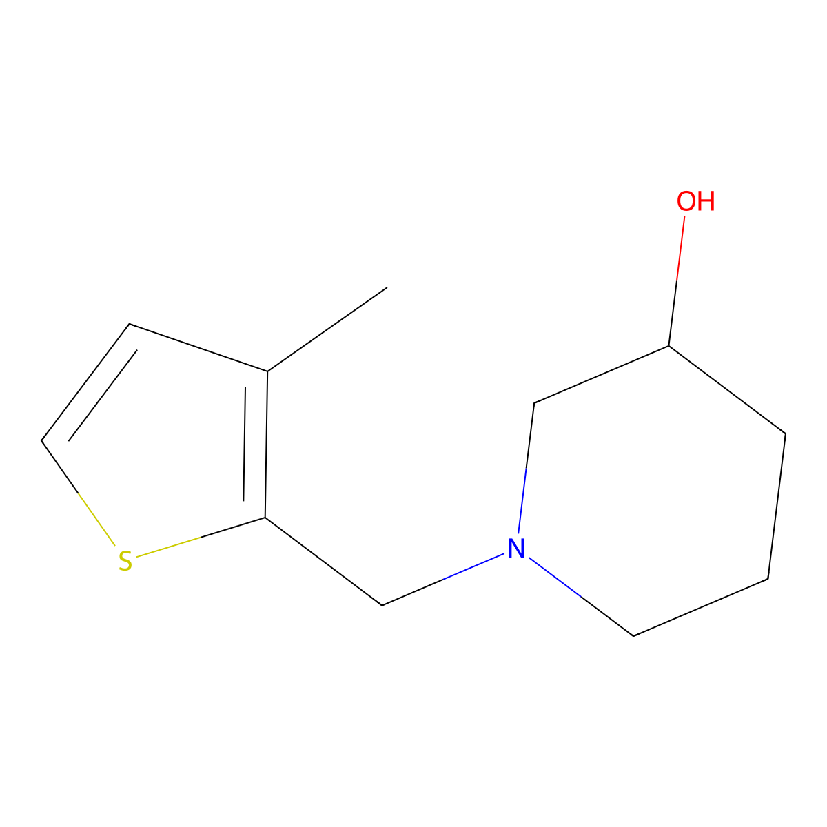 1-((3-Methylthiophen-2-yl)methyl)piperidin-3-ol molecular structure, CAS 414880-90-3