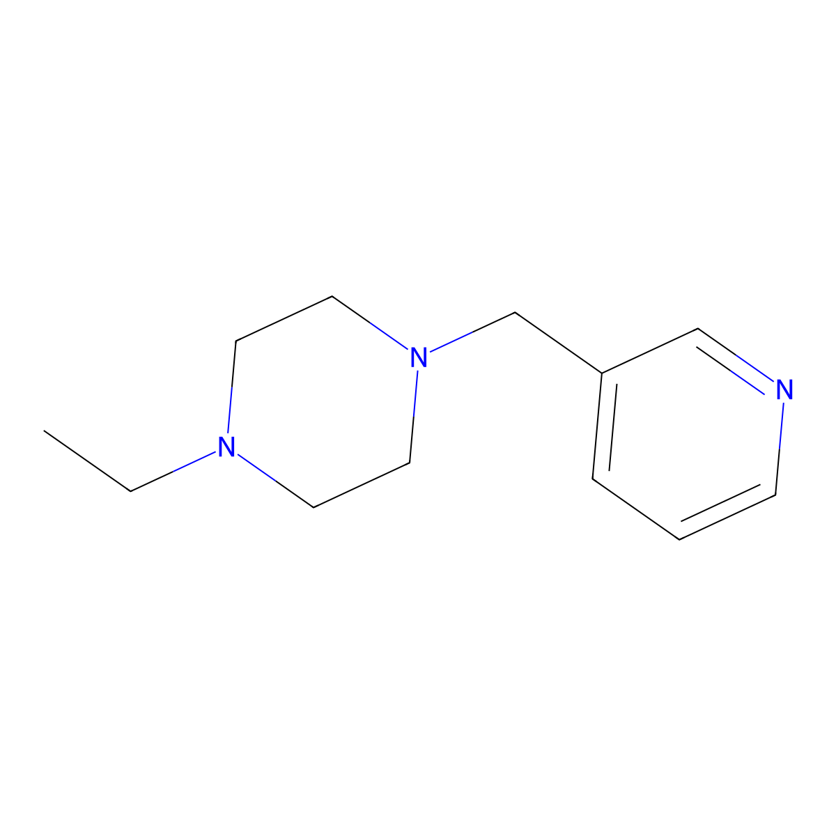 1-Ethyl-4-(pyridin-3-ylmethyl)piperazine molecular structure, CAS 414881-11-1