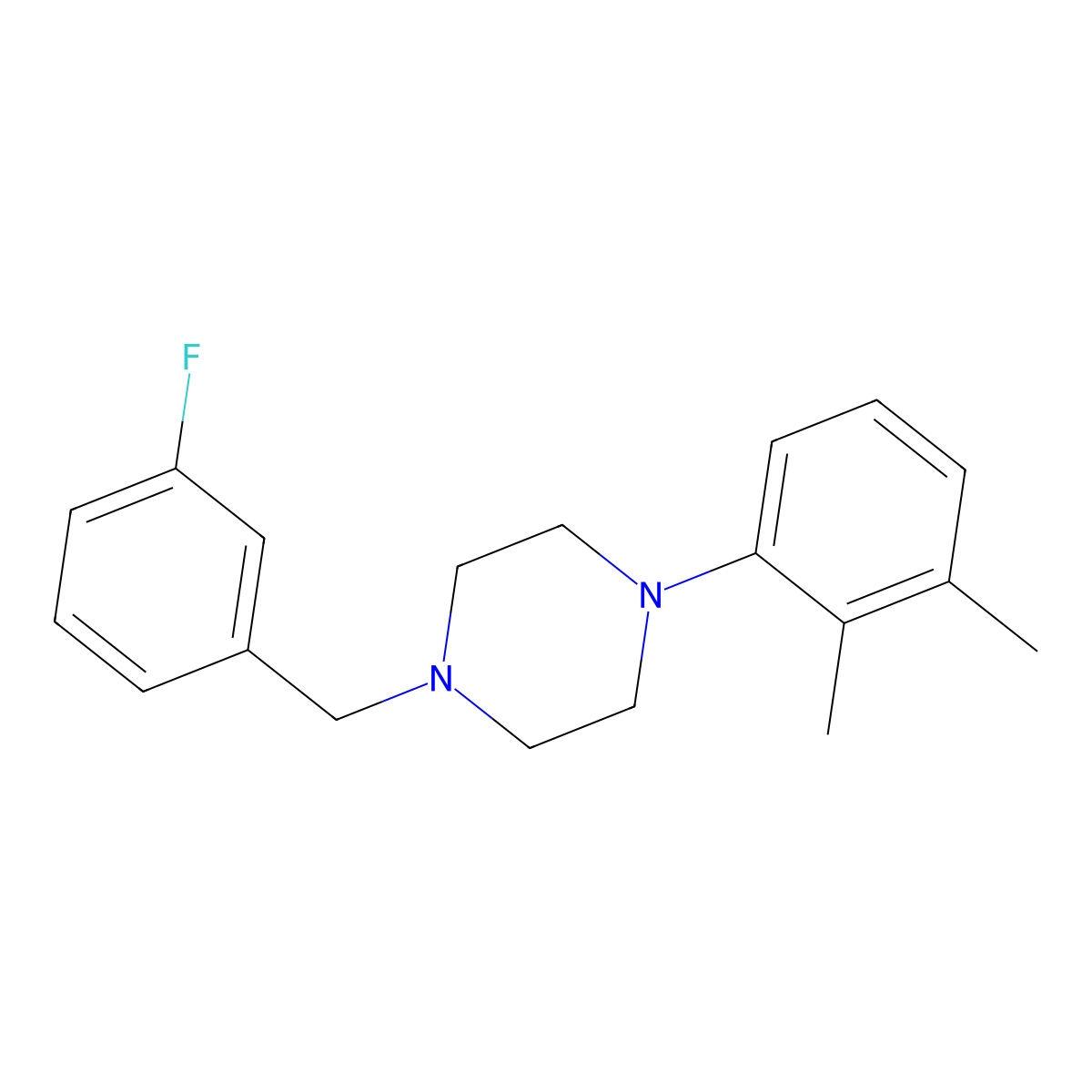 1-(2,3-Dimethylphenyl)-4-[(3-fluorophenyl)methyl]piperazine molecular structure, CAS 414881-58-6