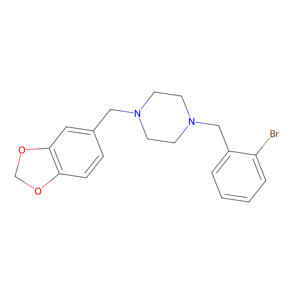 1-(1,3-Benzodioxol-5-ylmethyl)-4-(2-bromobenzyl)piperazine molecular structure, CAS 414881-98-4