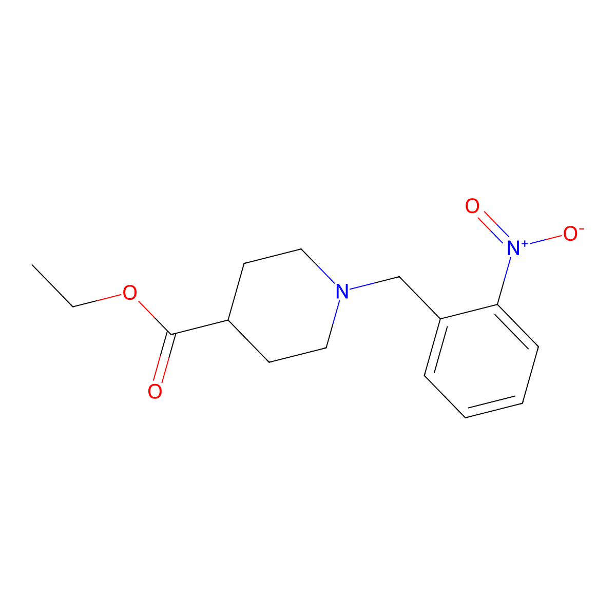 Ethyl 1-[(2-nitrophenyl)methyl]piperidine-4-carboxylate molecular structure, CAS 414882-12-5