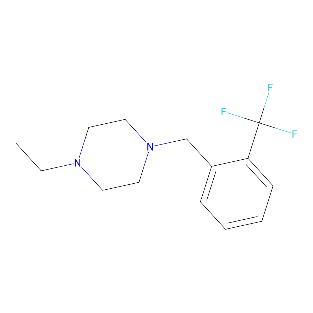 1-Ethyl-4-[[2-(trifluoromethyl)phenyl]methyl]piperazine molecular structure, CAS 414882-32-9