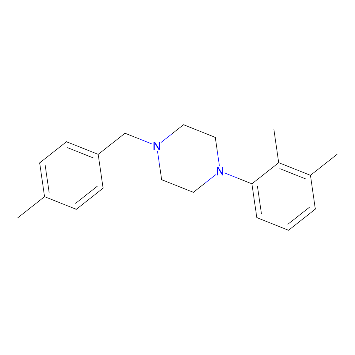 1-(2,3-Dimethylphenyl)-4-(4-methylbenzyl)piperazine molecular structure, CAS 414882-66-9