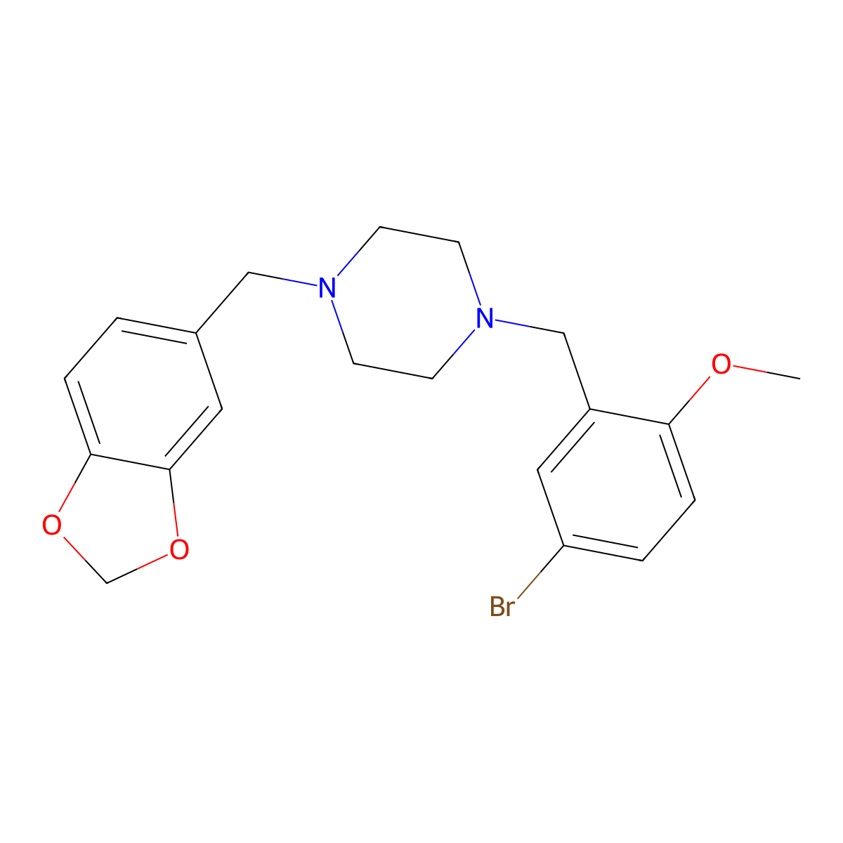 1-(1,3-Benzodioxol-5-ylmethyl)-4-(5-bromo-2-methoxybenzyl)piperazine molecular structure, CAS 414883-15-1
