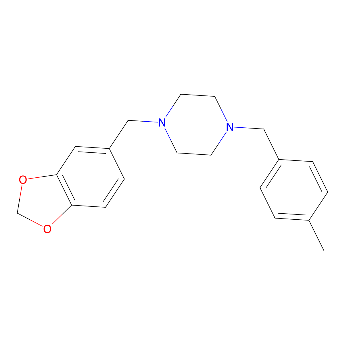 1-(1,3-Benzodioxol-5-ylmethyl)-4-(4-methylbenzyl)piperazine molecular structure, CAS 414883-17-3