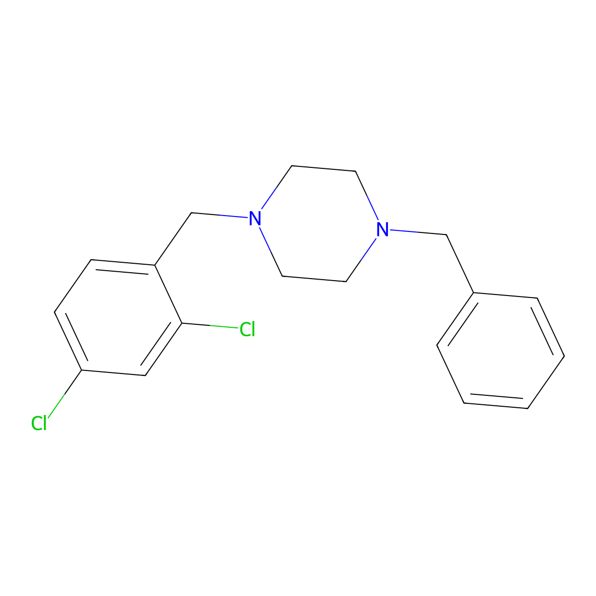1-Benzyl-4-(2,4-dichlorobenzyl)piperazine molecular structure, CAS 414884-24-5