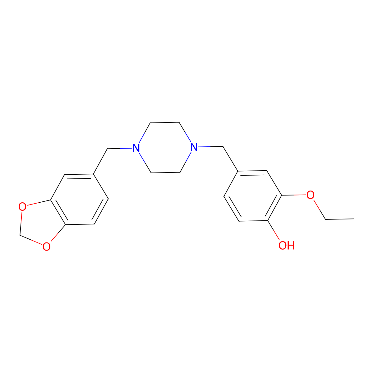 4-[[4-(1,3-Benzodioxol-5-ylmethyl)piperazin-1-yl]methyl]-2-ethoxyphenol molecular structure, CAS 414884-35-8
