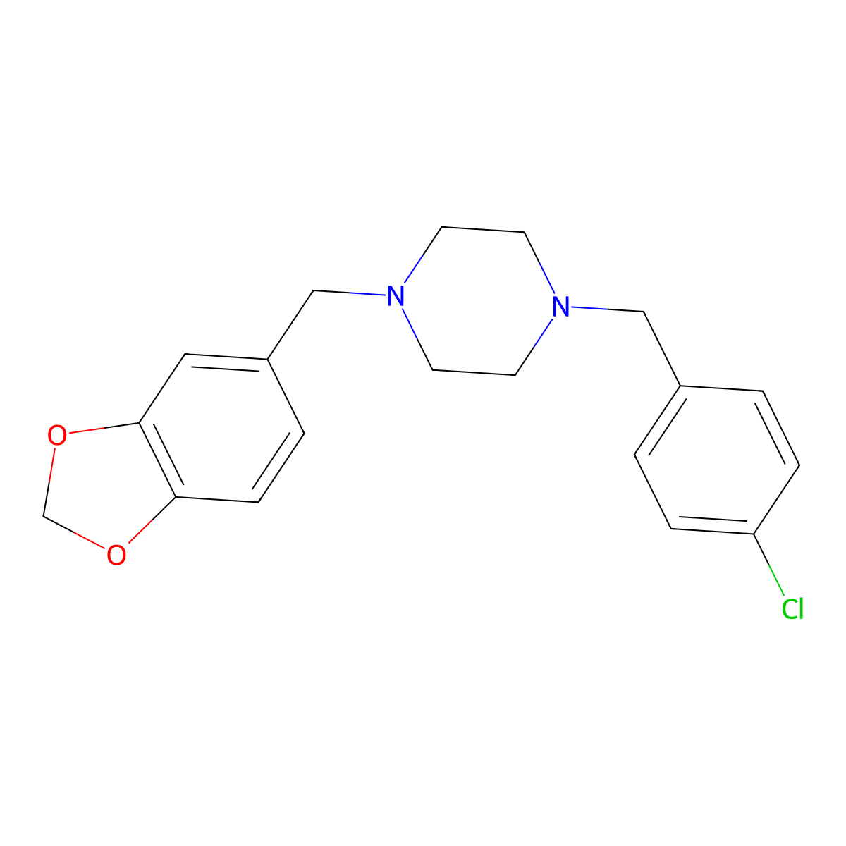 1-(1,3-Benzodioxol-5-ylmethyl)-4-(4-chlorobenzyl)piperazine molecular structure, CAS 414884-92-7