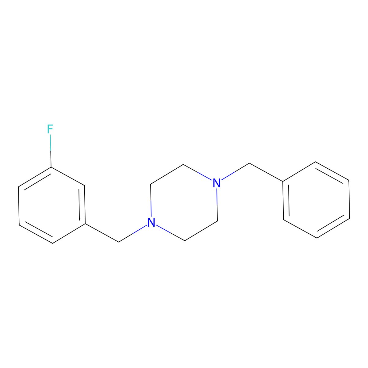 1-Benzyl-4-(3-fluorobenzyl)piperazine molecular structure, CAS 414885-03-3