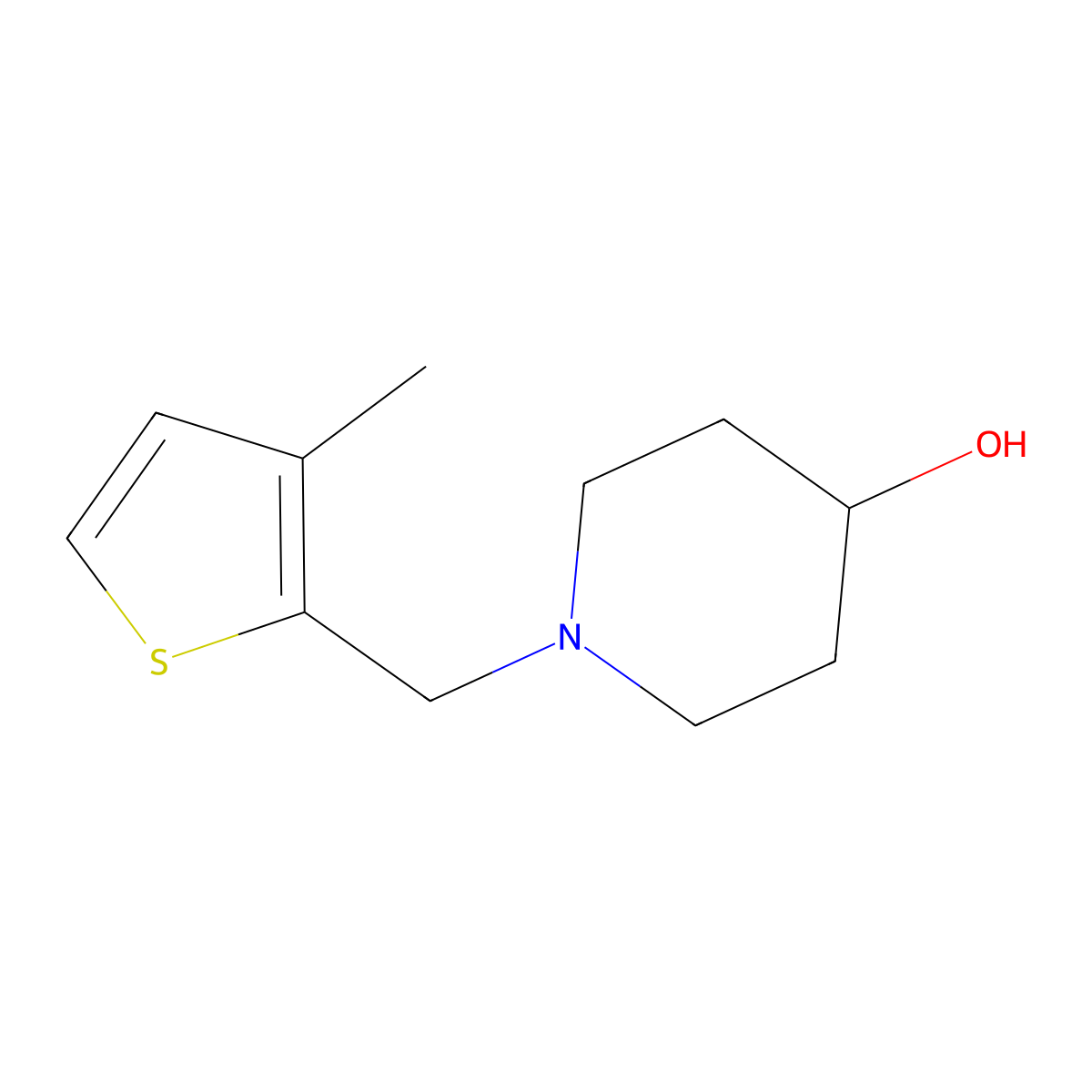 1-((3-Methylthiophen-2-yl)methyl)piperidin-4-ol molecular structure, CAS 414885-19-1