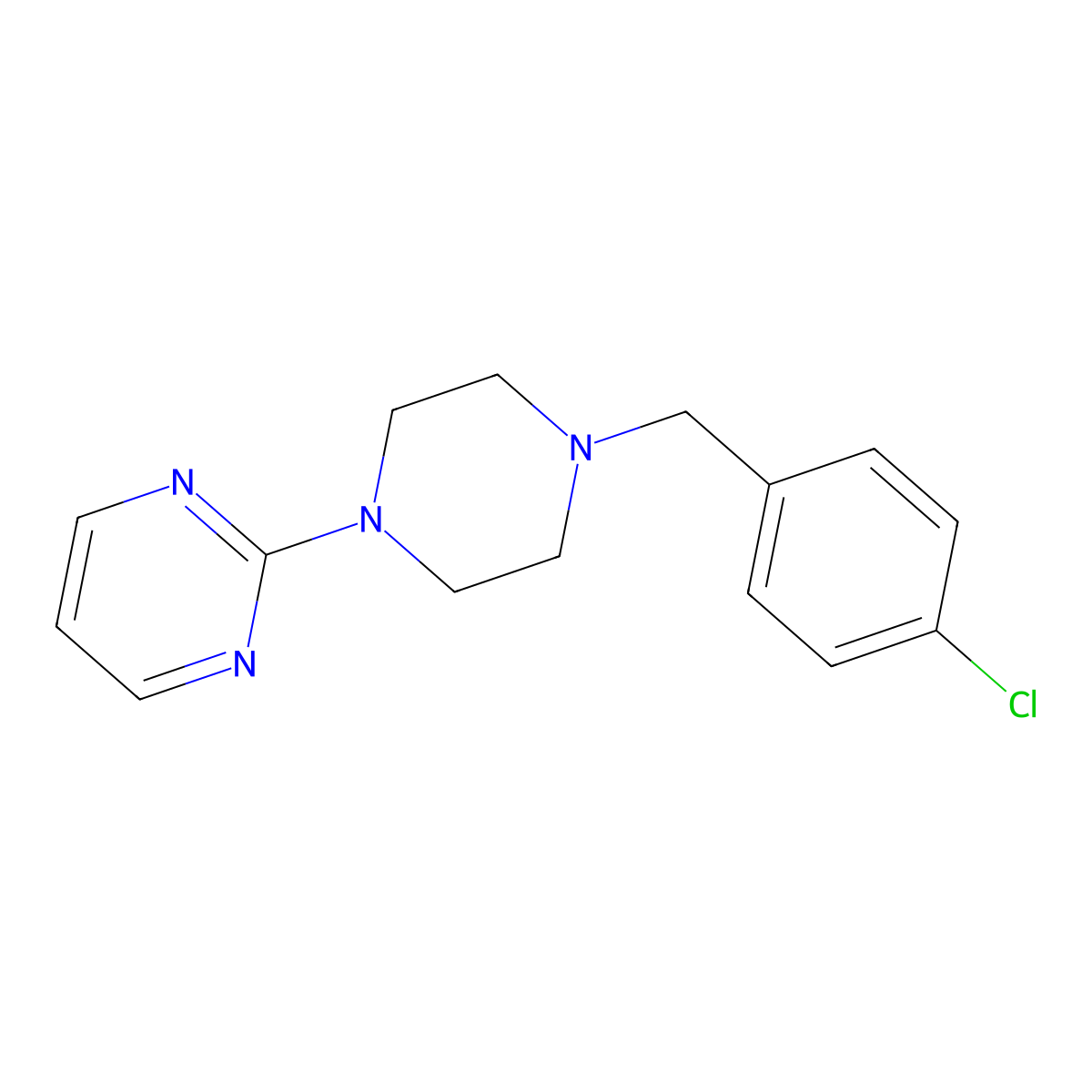 2-[4-[(4-Chlorophenyl)methyl]piperazin-1-yl]pyrimidine molecular structure, CAS 414885-23-7