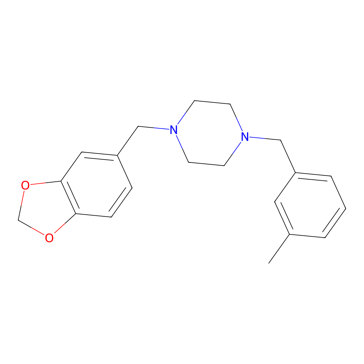 1-(1,3-Benzodioxol-5-ylmethyl)-4-(3-methylbenzyl)piperazine molecular structure, CAS 414886-09-2