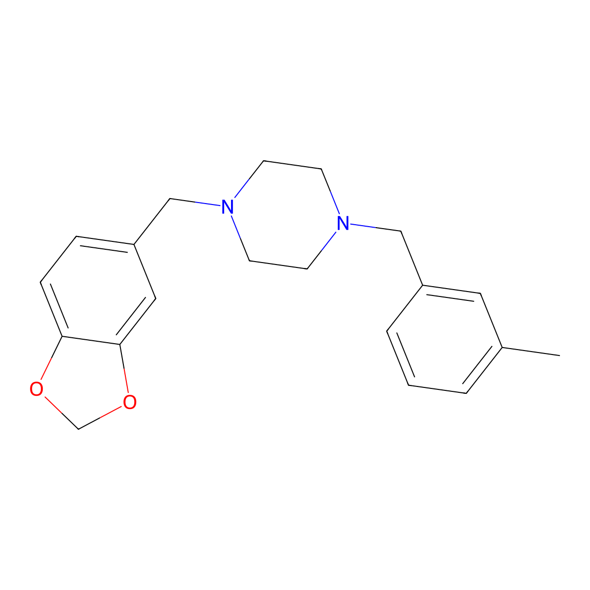 1-(1,3-Benzodioxol-5-ylmethyl)-4-(3-methylbenzyl)piperazine molecular structure, CAS 414886-09-2