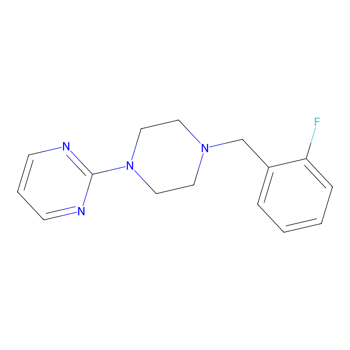 2-[4-[(2-Fluorophenyl)methyl]piperazin-1-yl]pyrimidine molecular structure, CAS 414886-22-9