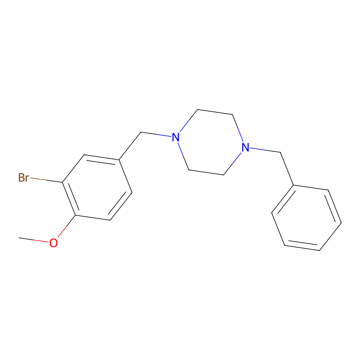 1-Benzyl-4-[(3-bromo-4-methoxyphenyl)methyl]piperazine molecular structure, CAS 414886-68-3