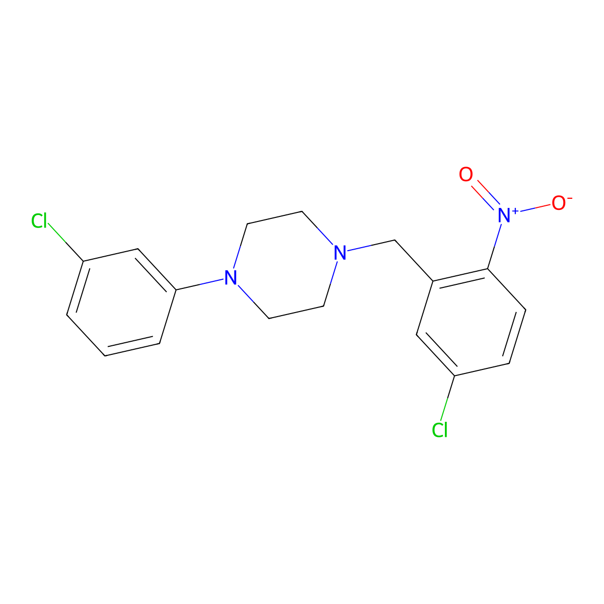1-[(5-Chloro-2-nitrophenyl)methyl]-4-(3-chlorophenyl)piperazine molecular structure, CAS 414886-81-0
