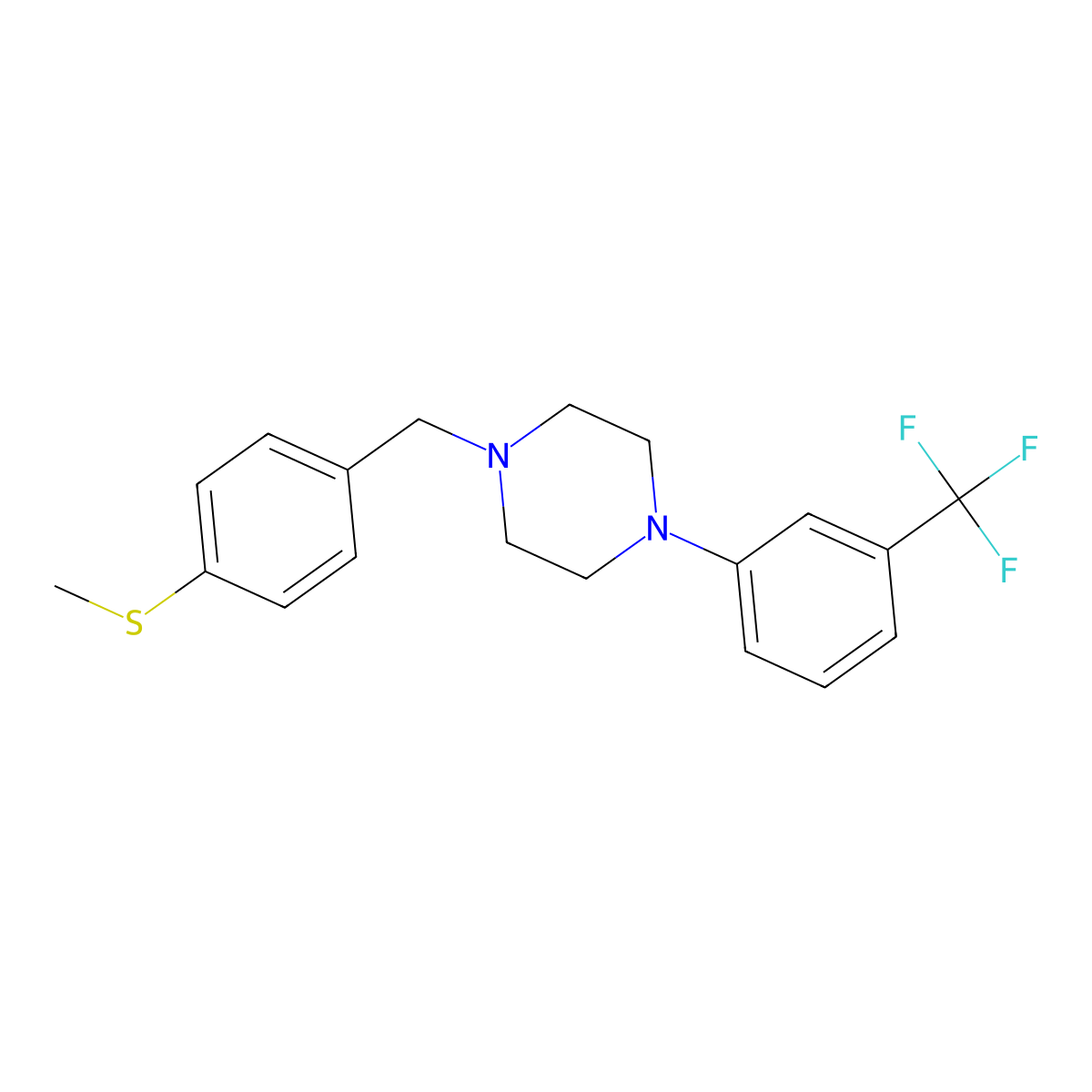 1-[(4-Methylsulfanylphenyl)methyl]-4-[3-(trifluoromethyl)phenyl]piperazine molecular structure, CAS 414886-92-3