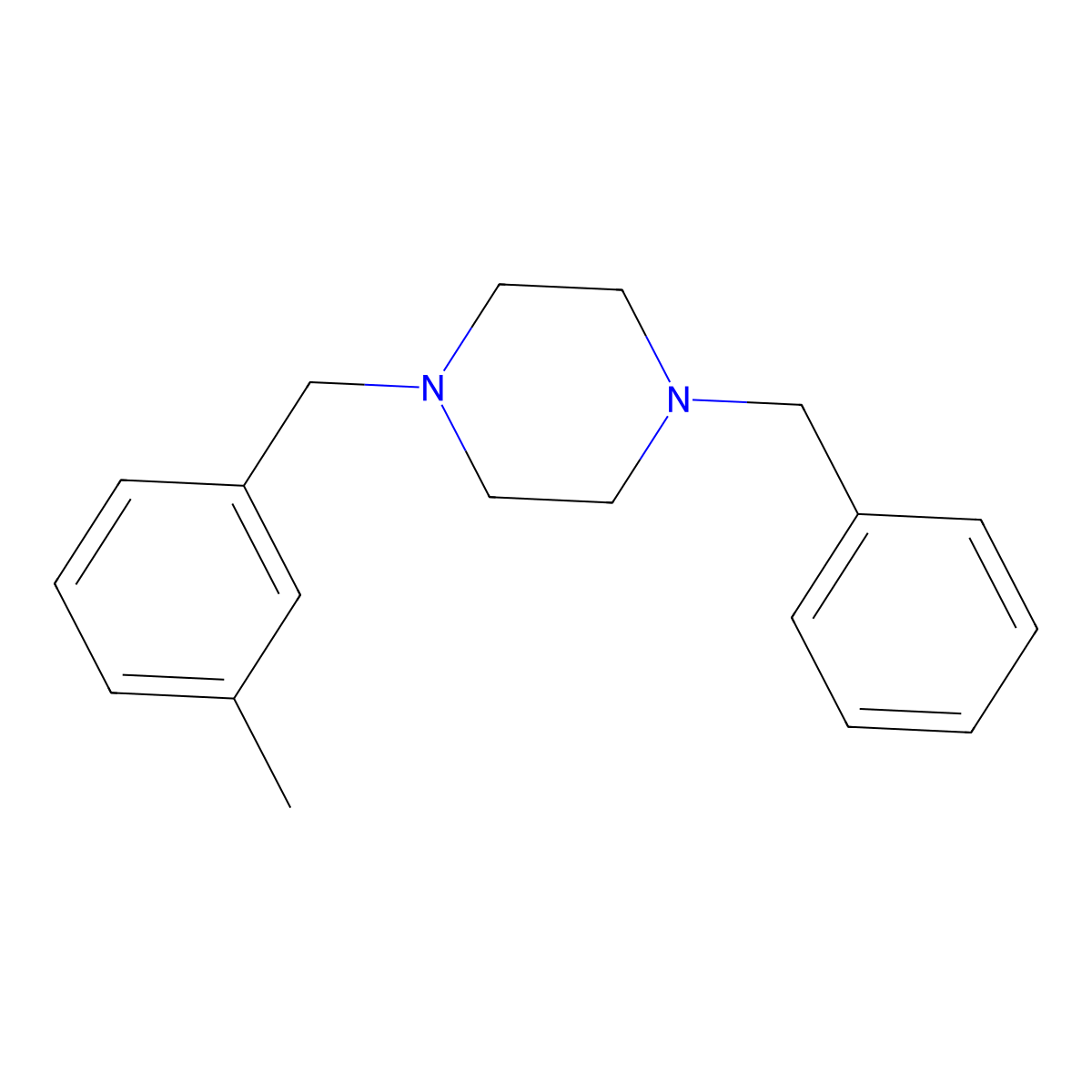 1-Benzyl-4-[(3-methylphenyl)methyl]piperazine molecular structure, CAS 414887-08-4
