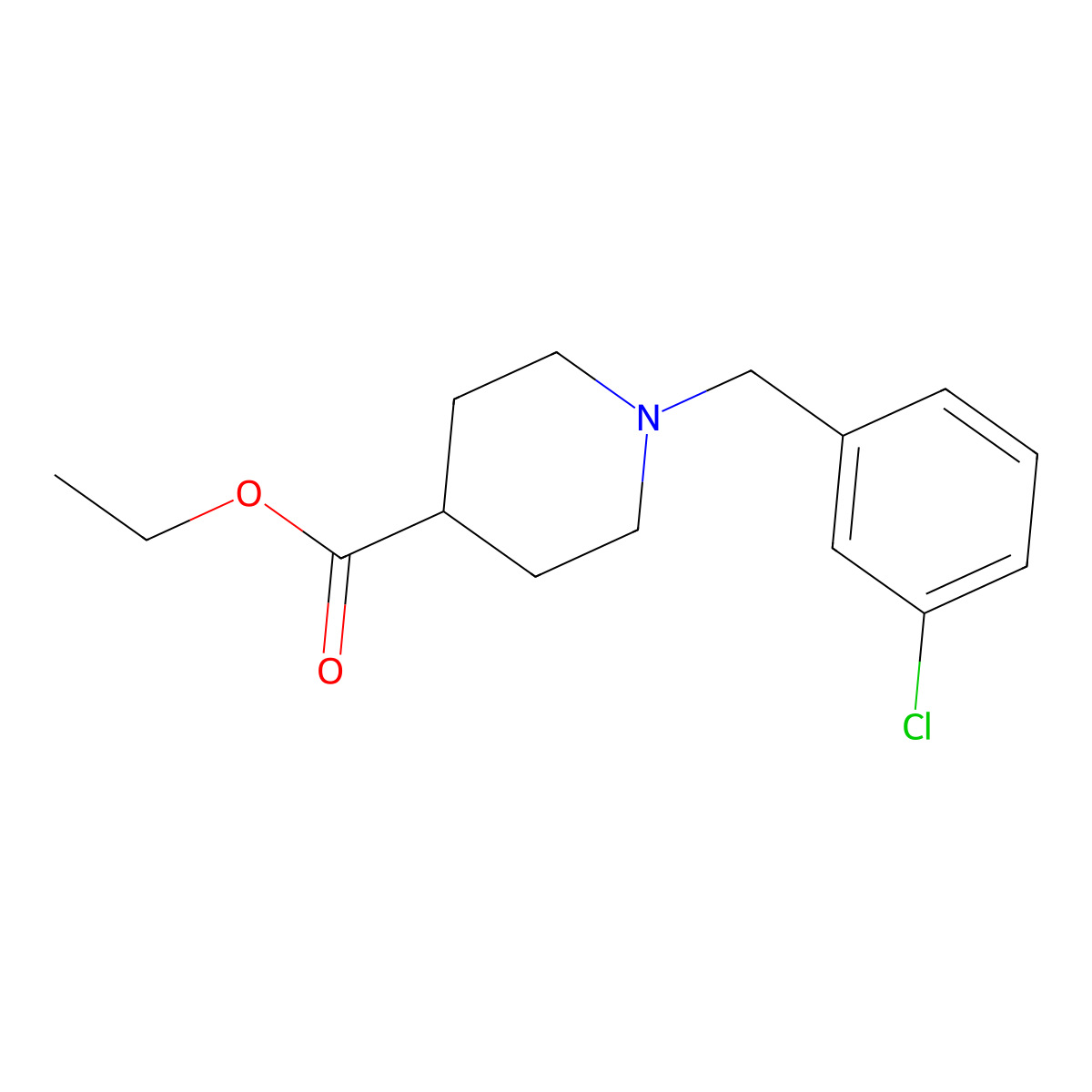 Ethyl 1-(3-chlorobenzyl)-4-piperidinecarboxylate molecular structure, CAS 414887-74-4