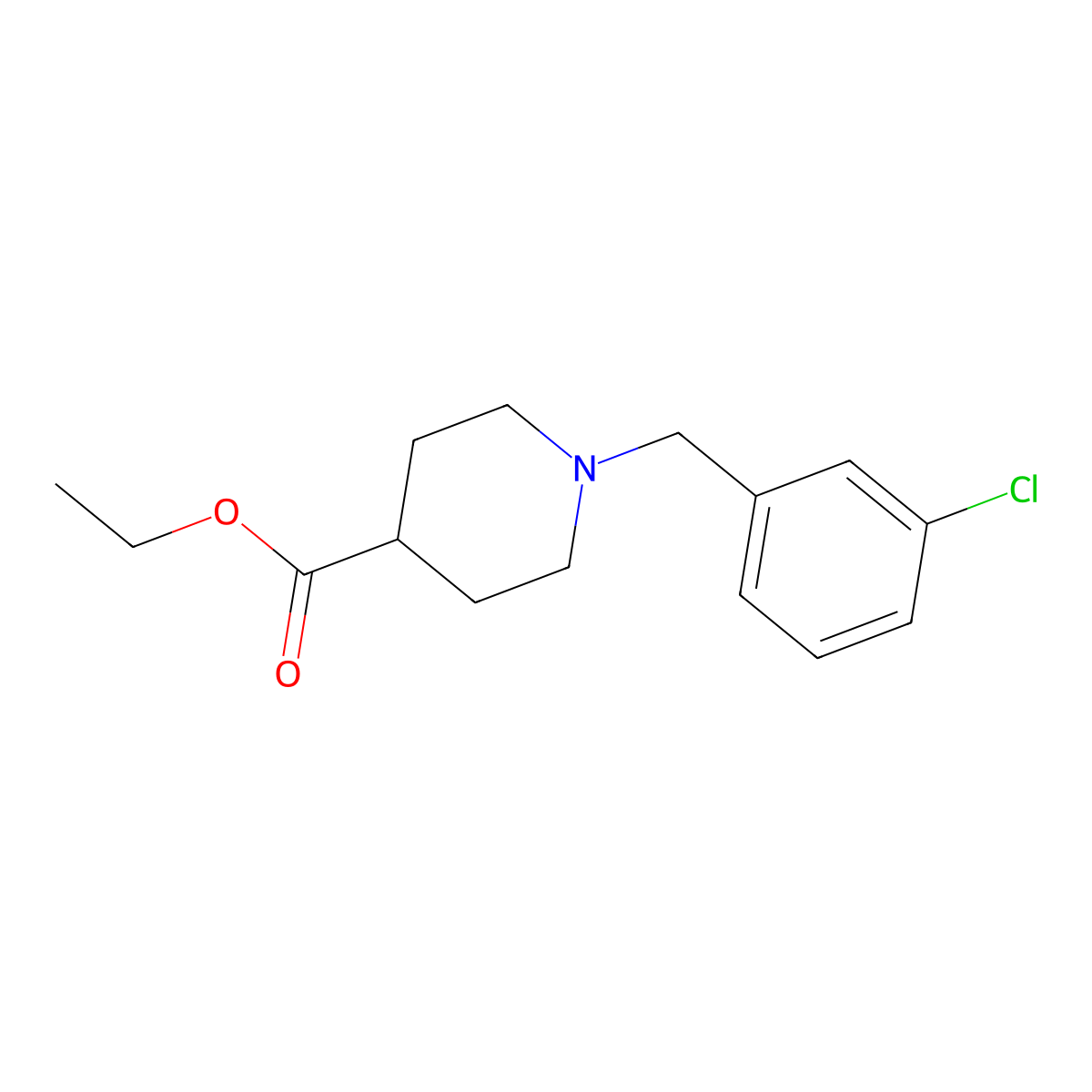 Ethyl 1-(3-chlorobenzyl)-4-piperidinecarboxylate molecular structure, CAS 414887-74-4