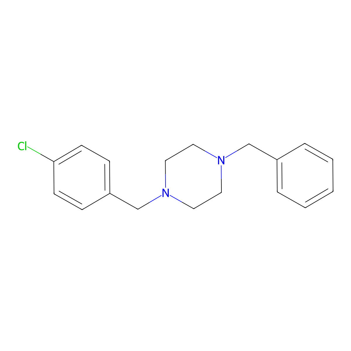1-Benzyl-4-[(4-chlorophenyl)methyl]piperazine molecular structure, CAS 414888-54-3