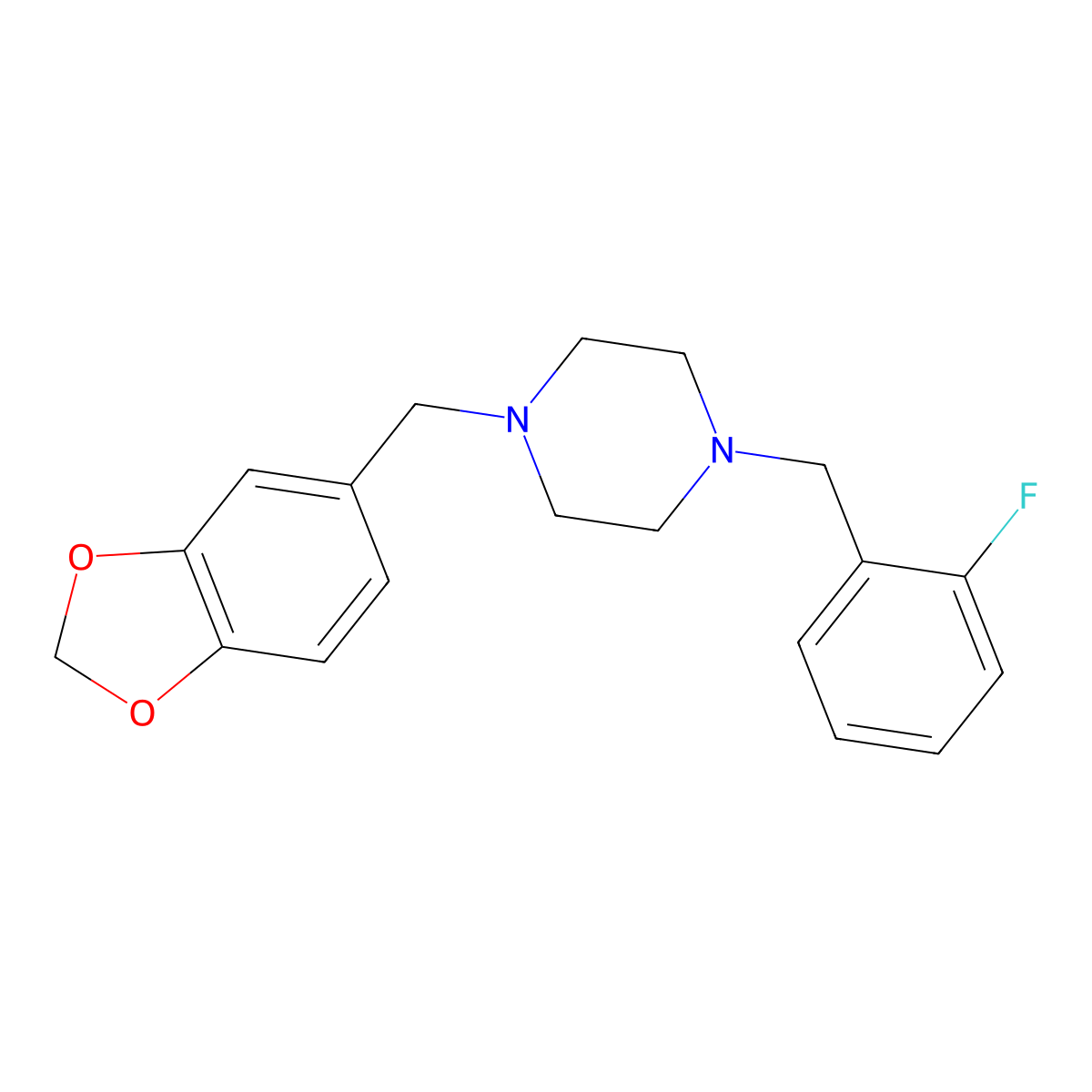 1-(1,3-Benzodioxol-5-ylmethyl)-4-(2-fluorobenzyl)piperazine molecular structure, CAS 414888-60-1