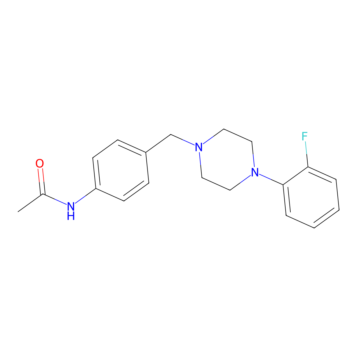 N-[4-[[4-(2-fluorophenyl)piperazin-1-yl]methyl]phenyl]acetamide molecular structure, CAS 414889-05-7