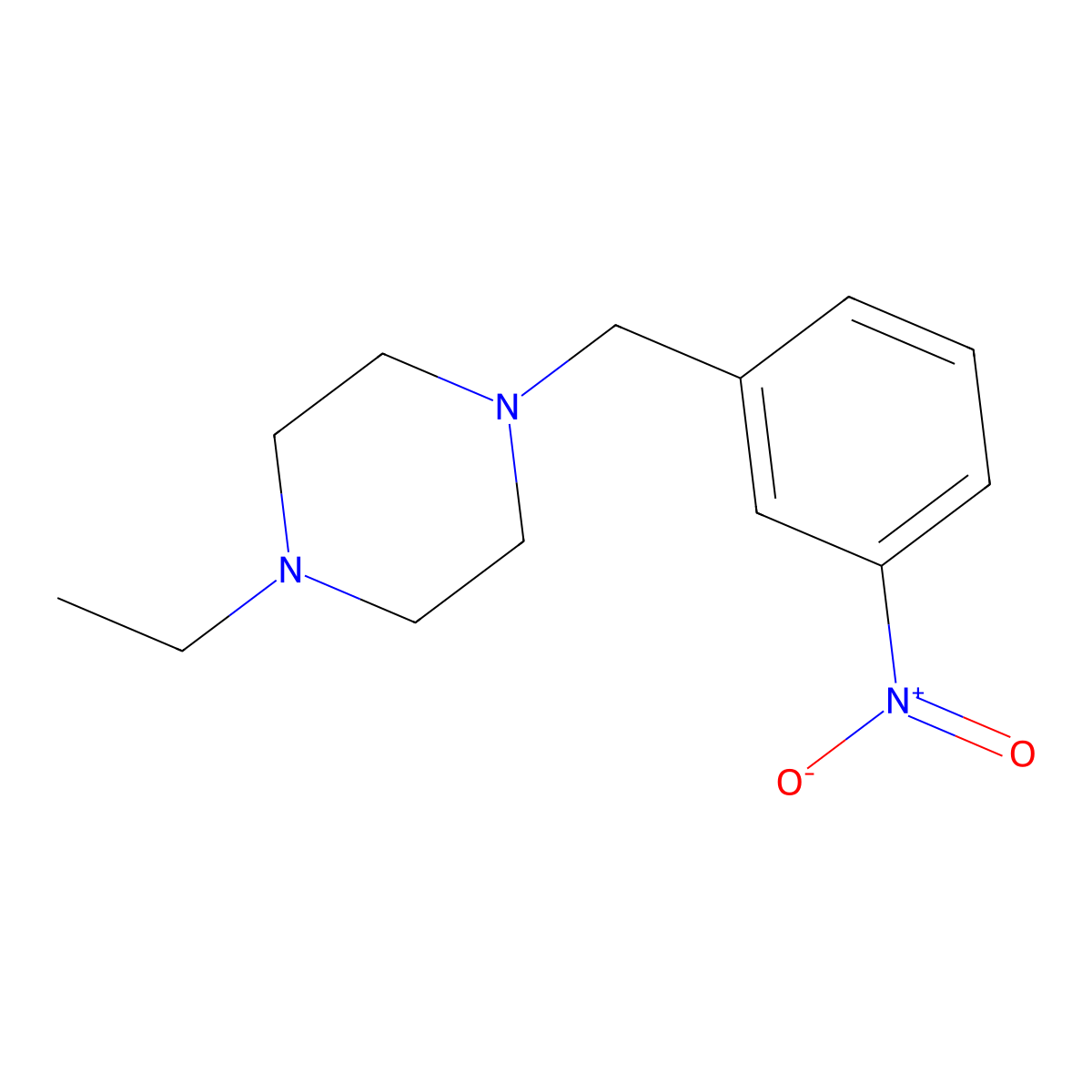 1-Ethyl-4-(3-nitro-benzyl)-piperazine molecular structure, CAS 414890-12-3