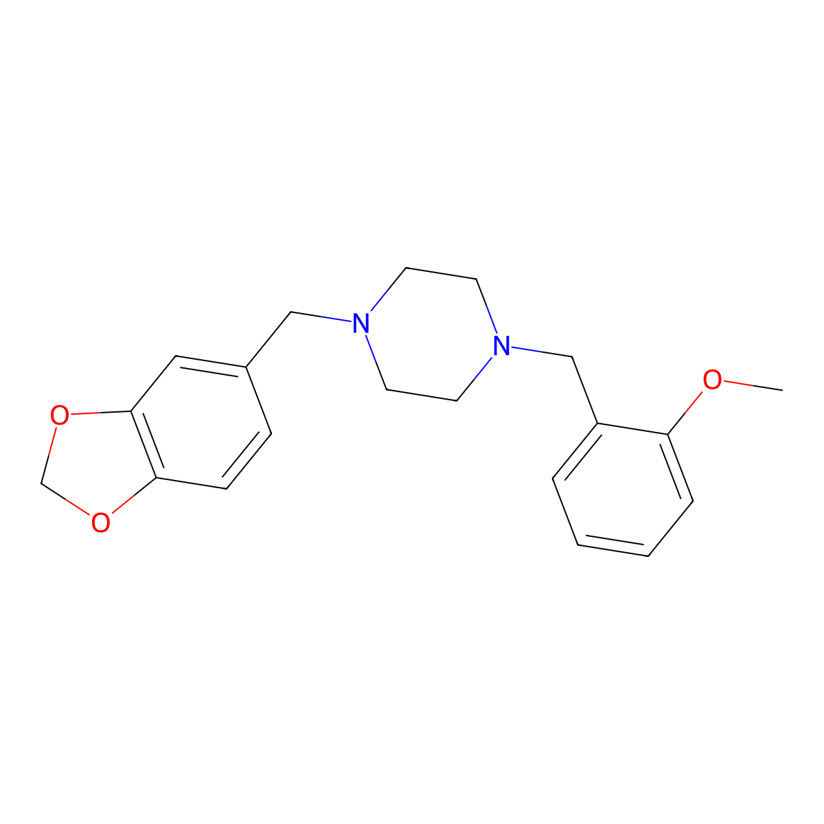 1-(1,3-Benzodioxol-5-ylmethyl)-4-(2-methoxybenzyl)piperazine molecular structure, CAS 414891-50-2