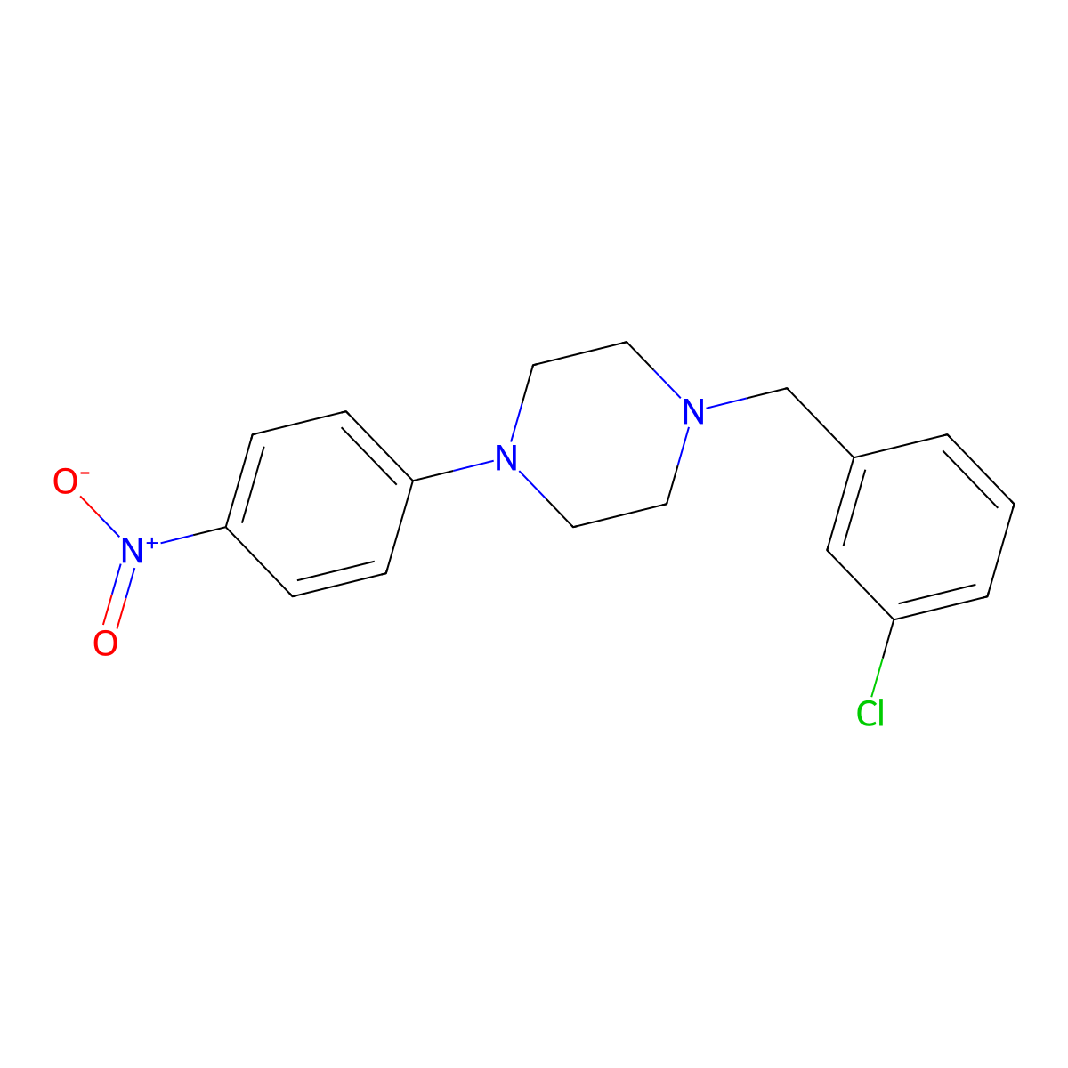 1-(3-Chlorobenzyl)-4-(4-nitrophenyl)piperazine molecular structure, CAS 414891-85-3