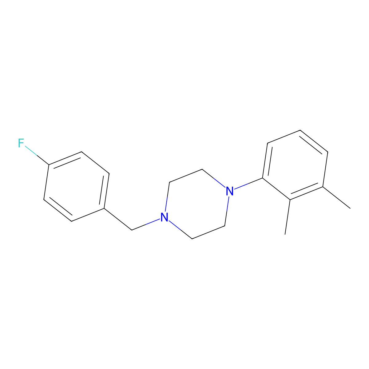 1-(2,3-Dimethylphenyl)-4-(4-fluorobenzyl)piperazine molecular structure, CAS 414892-13-0